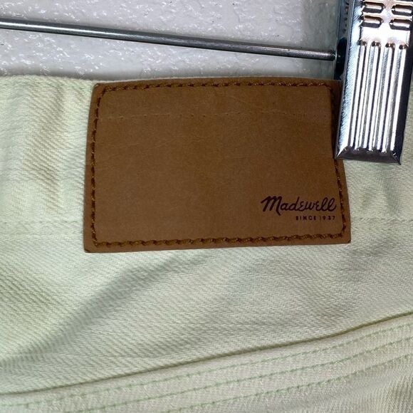 Madewell Light Yellow-Green Low Rise Distressed Denim Cutoff Shorts - Picture 4 of 7